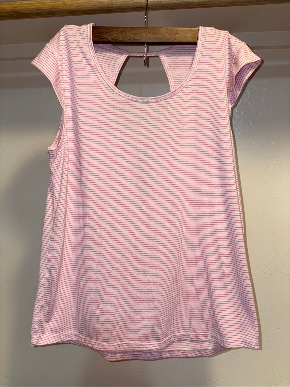 RBX Light Pink Striped Cap Sleeve Tank with Back Keyhole